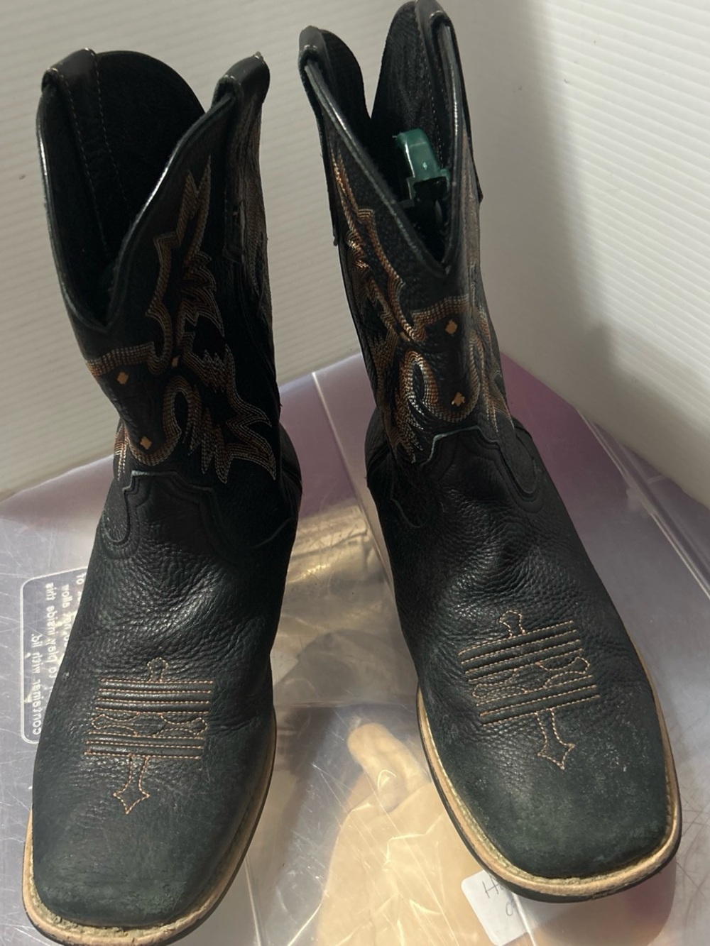 Ariat Black Western Kids' Cowboy Boots with Brown Stitching